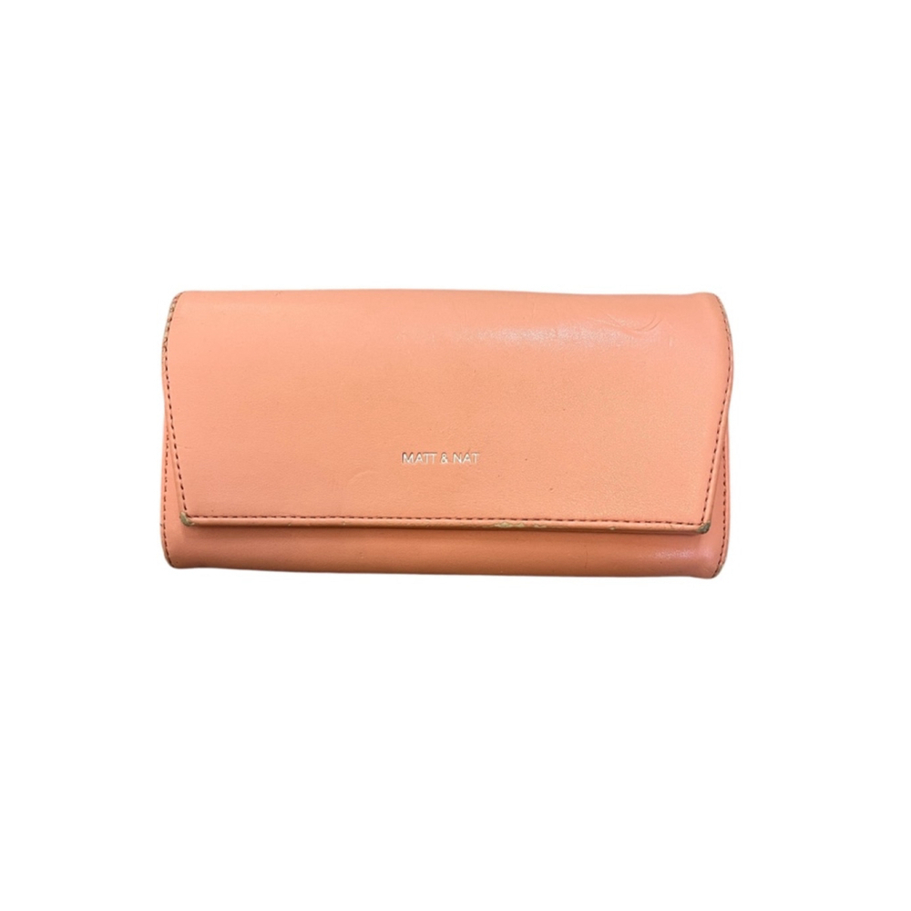 MATT & NAT Coral Faux Vegan Leather Multi Pocket Fold Snap Wallet